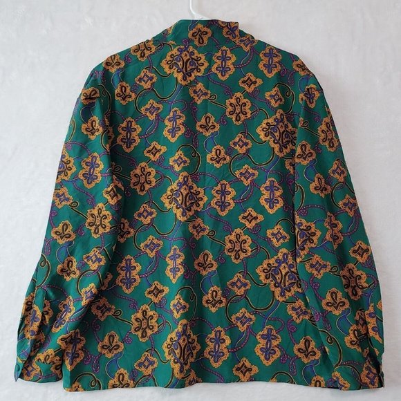 VTG Regina Porter Secretary Blouse Womens Size 14 Green Gold Knot Rope - Picture 7 of 15